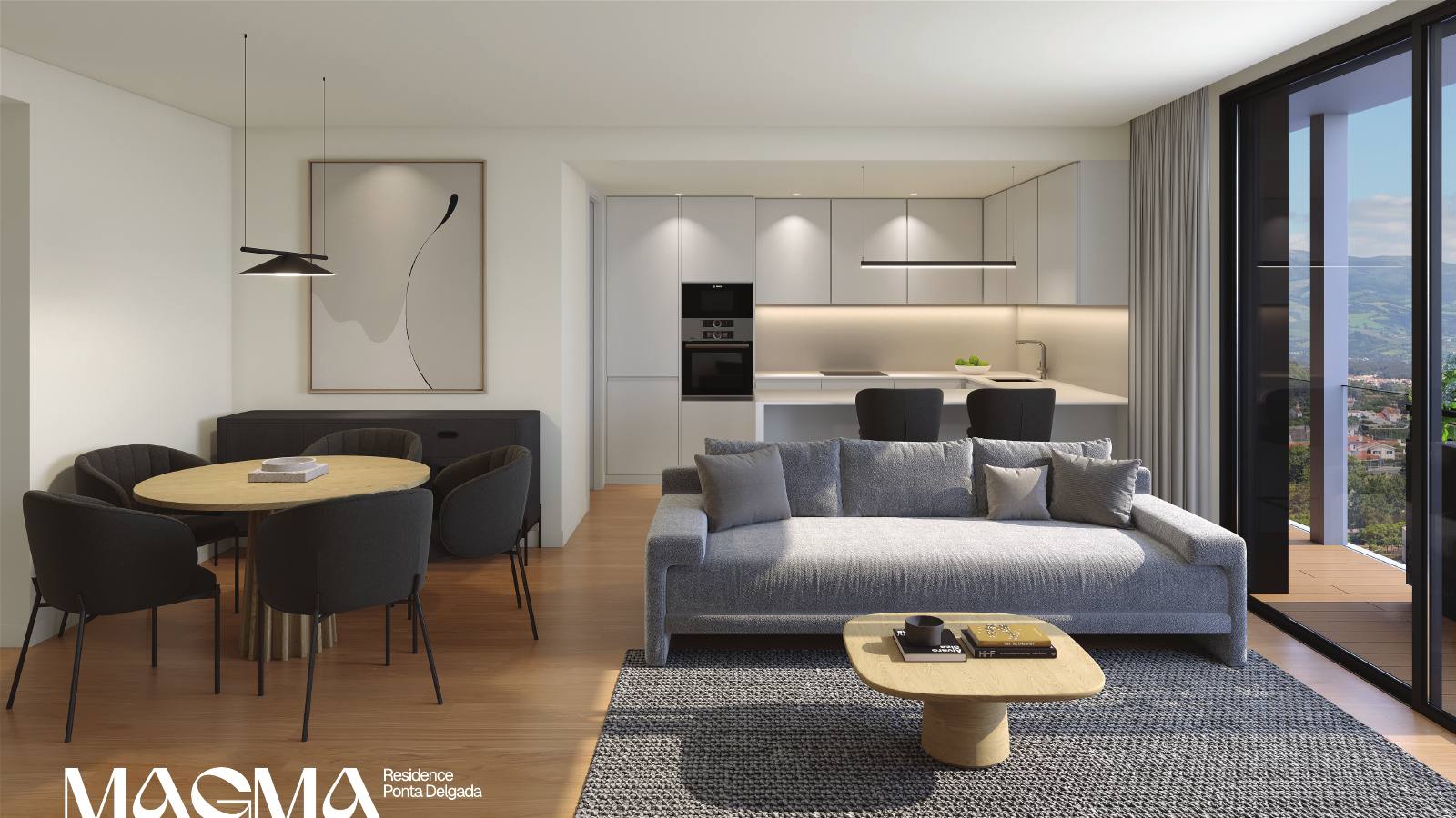 Sala e cozinha em open space